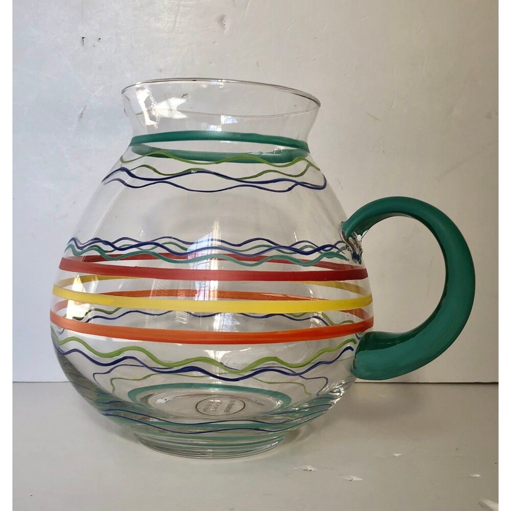JCPenney  Home Collection Pitcher Stripe Glass 2.5 qt. Hand Painted - Picture 4 of 7